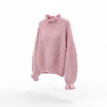 Load image into Gallery viewer, Esme Frill Collar Textured Knit Powder Pink
