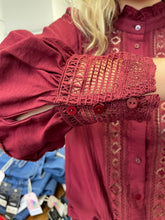 Load image into Gallery viewer, Lila Lace Insert Blouse Bordeaux
