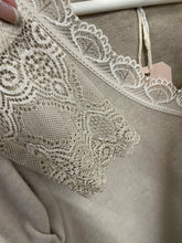 Load image into Gallery viewer, Elara Lace Trim V Neck Beige
