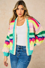 Load image into Gallery viewer, Hand Knitted Rainbow Striped Cardigan in Multi
