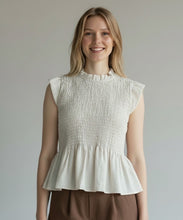 Load image into Gallery viewer, Sofia Shirred Top Beige
