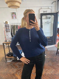 Soft Button Collar Jumper Navy