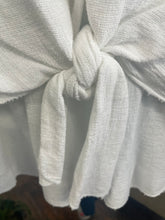 Load image into Gallery viewer, Washed Linen Longline Tie Front Shirt White
