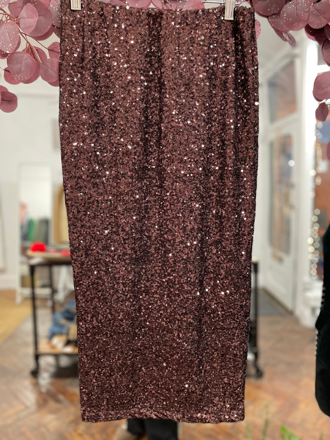 Lois Sequin Midi Skirt Chocolate