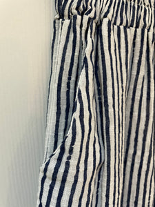 Stripey Wide Leg Trousers White/Navy