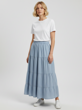 Load image into Gallery viewer, Calantha Chambray Tiered Skirt
