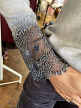 Load image into Gallery viewer, Elara Lace Trim V Neck Grey
