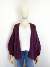 Load image into Gallery viewer, Bernadette Oversized Mohair Cardigan Aubergine
