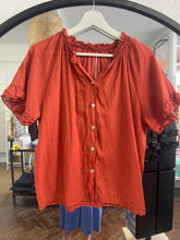 Load image into Gallery viewer, Valencia Voile Short Sleeve Terracota Blouse
