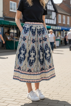 Load image into Gallery viewer, Sara Printed Skirt Navy
