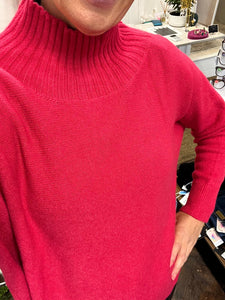 Tammy Ribbed Turtle Neck Jumper Bright Pink