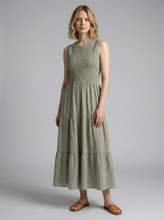 Load image into Gallery viewer, Luna Striped Shirred Dress Khaki
