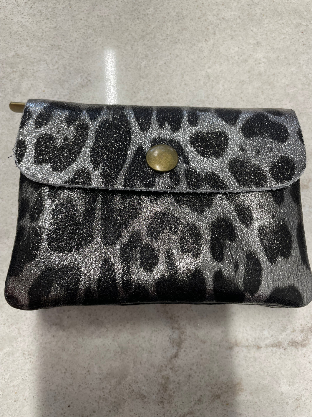 Disco Coin Purse Small - Gunmetal Leopard