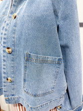 Load image into Gallery viewer, Lior Denim Frill Collar Shacket Denim
