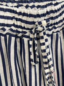 Saskia Wide Striped Trouser Navy/White