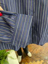 Load image into Gallery viewer, Matilde Stripe Frill Neck Blouse - Blue
