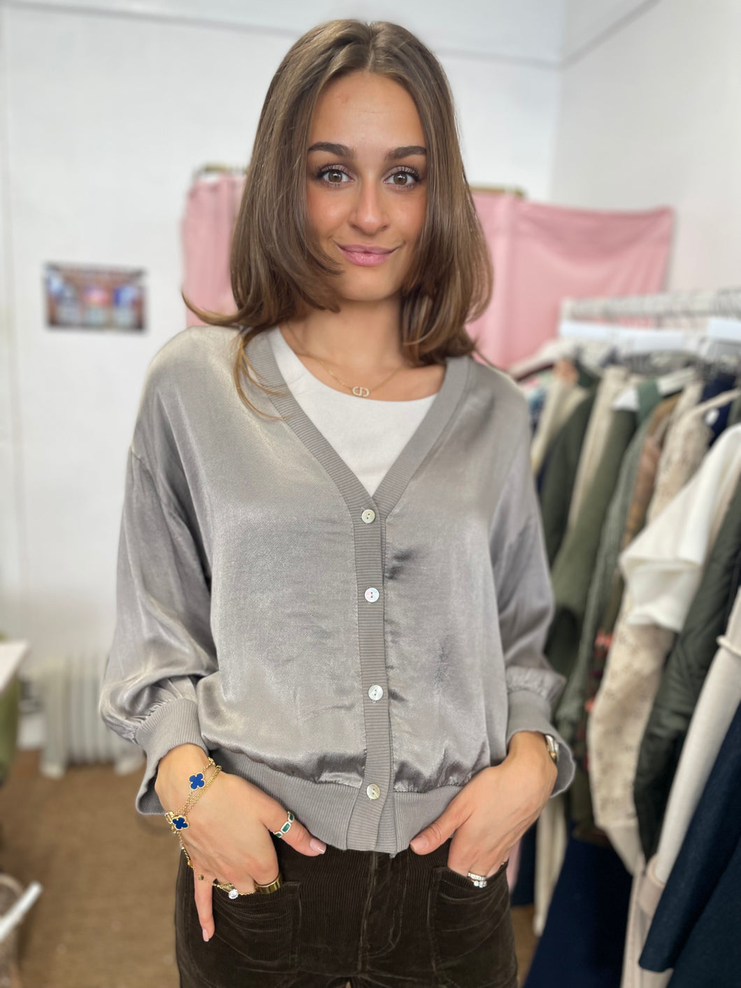 Saori Silky Cardigan Mocha