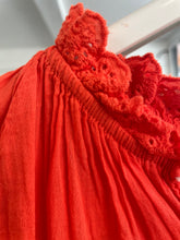 Load image into Gallery viewer, Valencia Broderie Voile Short Sleeve Orange Blouse
