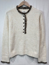 Load image into Gallery viewer, Leopard Frill Trim Jumper Beige
