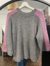 Load image into Gallery viewer, Triveni Stripe Long Sleeve Jumper Grey/Pink
