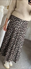 Load image into Gallery viewer, Kat Bias Cut Satin Leopard Skirt Taupe
