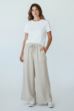 Load image into Gallery viewer, Saskia Wide Striped Trouser Pale Stone/White
