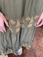 Load image into Gallery viewer, Amara Tie Back Embroidered Maxi Dress Olive
