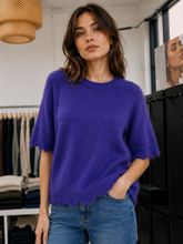 Load image into Gallery viewer, Maris Scalloped Edge Short Sleeve Jumper Violet
