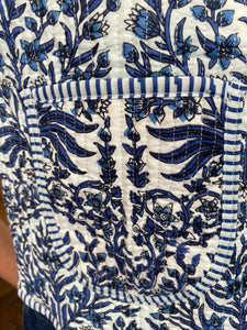 Chloe Bow Tie Front Block Print Gilet - Blue Floral