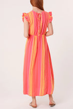 Load image into Gallery viewer, Fi Double V Frill Cheesecloth Dress Aztec Fluro Coral
