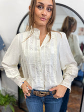 Load image into Gallery viewer, Lena Pintuck &amp; Lace Blouse Cream
