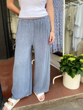 Load image into Gallery viewer, Teabag Washed Linen Wide Leg Trousers Denim
