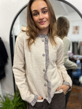 Load image into Gallery viewer, Nadia Checked Trim Cardigan Taupe

