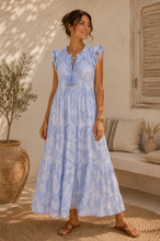 Load image into Gallery viewer, Papaya Crochet Sleeve Dress Blue

