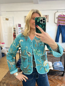 Tara Cotton Quilted Jacket Teal Jungle