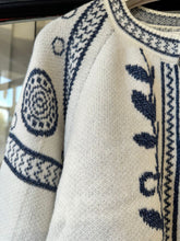 Load image into Gallery viewer, Sparkle Tie Front Jumper Cream/Blue

