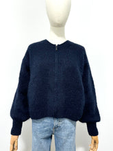 Load image into Gallery viewer, Mohair Zip Front Cardigan Marine Navy
