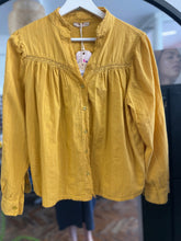 Load image into Gallery viewer, Rosalie Long Sleeve Cotton Stripe Insert Blouse Mustard
