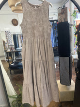 Load image into Gallery viewer, Luna Gingham Shirred Dress Taupe
