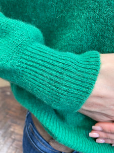 Soft Button Collar Jumper Mid Green