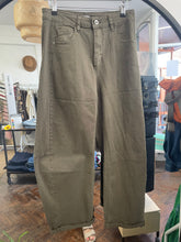 Load image into Gallery viewer, Brielle Stretch Barrel Leg Trouser Dark Khaki

