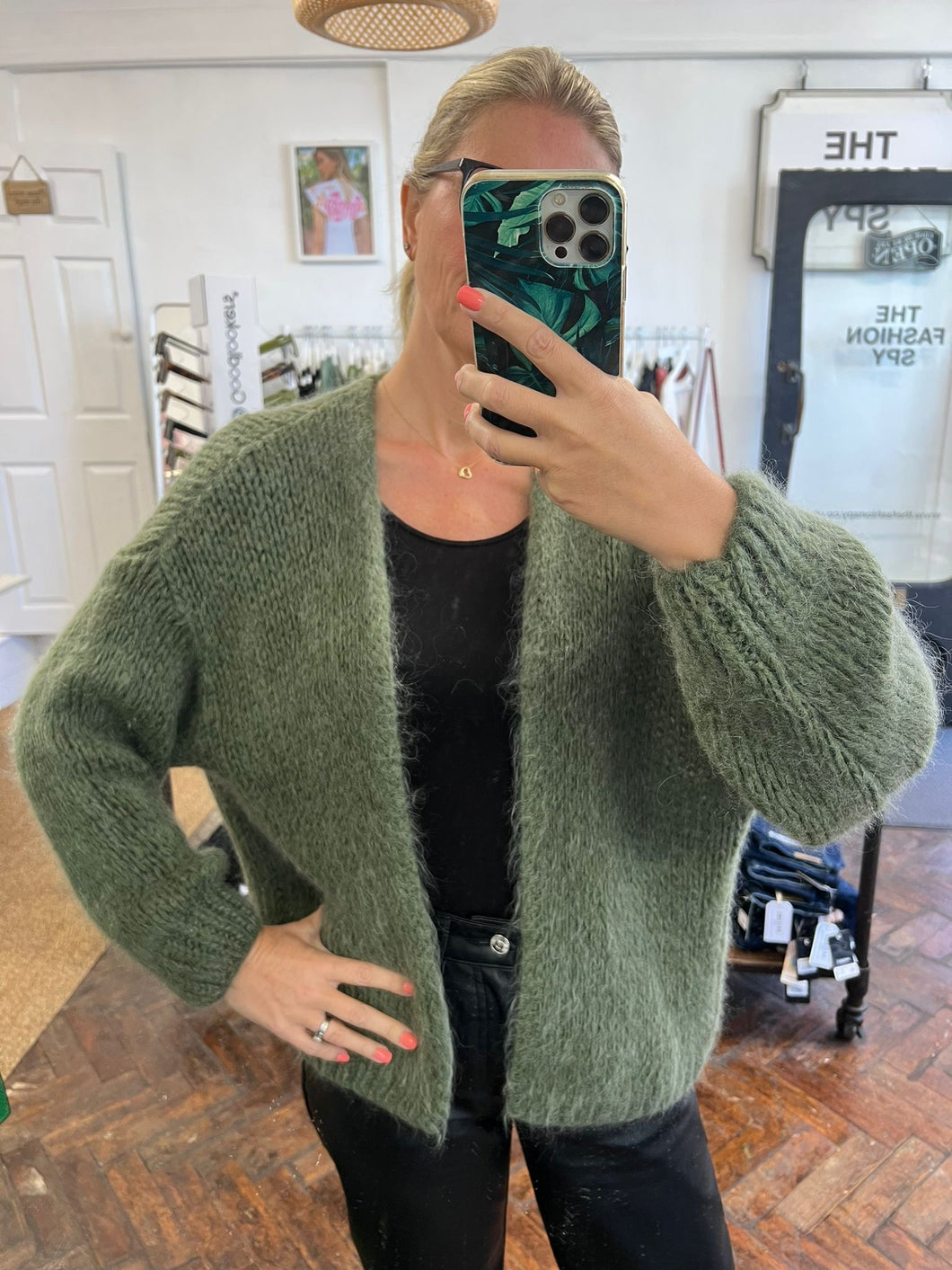 Bernadette Oversized Mohair Cardigan Khaki