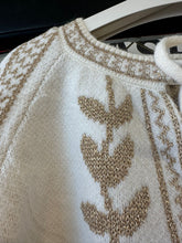 Load image into Gallery viewer, Sparkle Tie Front Jumper Cream/Gold
