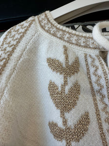 Sparkle Tie Front Jumper Cream/Gold