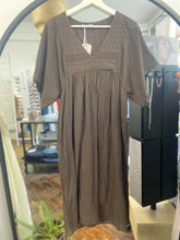 Load image into Gallery viewer, Hazel Lace Voile V Neck Dress Chocolate
