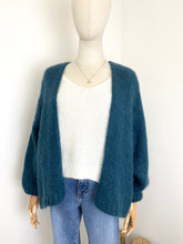 Load image into Gallery viewer, Bernadette Oversized Mohair Cardigan Petrol
