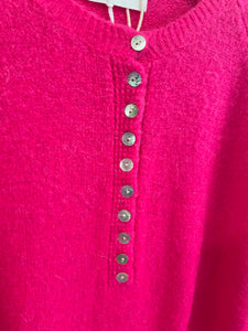 Soft Button Collar Jumper Fuschia