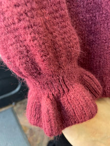 Alpaca Frill Cuff Cardigan Wine