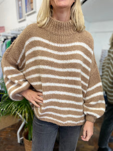 Slouchy Stripe Jumper Camel