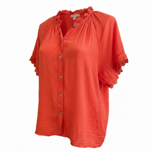Load image into Gallery viewer, Valencia Broderie Voile Short Sleeve Orange Blouse
